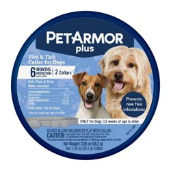 PETARMOR Plus Flea & Tick Collar for Dogs, One-Size-Fits-All Collar, 2 Count
