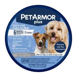 PETARMOR Plus Flea & Tick Collar for Dogs, One-Size-Fits-All Collar, 2 Count