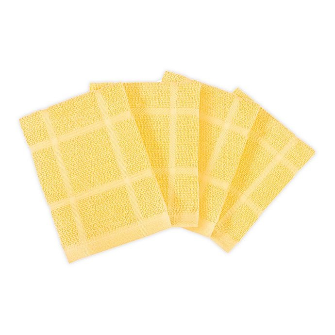 slide 1 of 4, KitchenSmart Colors Solid Dish Cloths - Canary, 4 ct