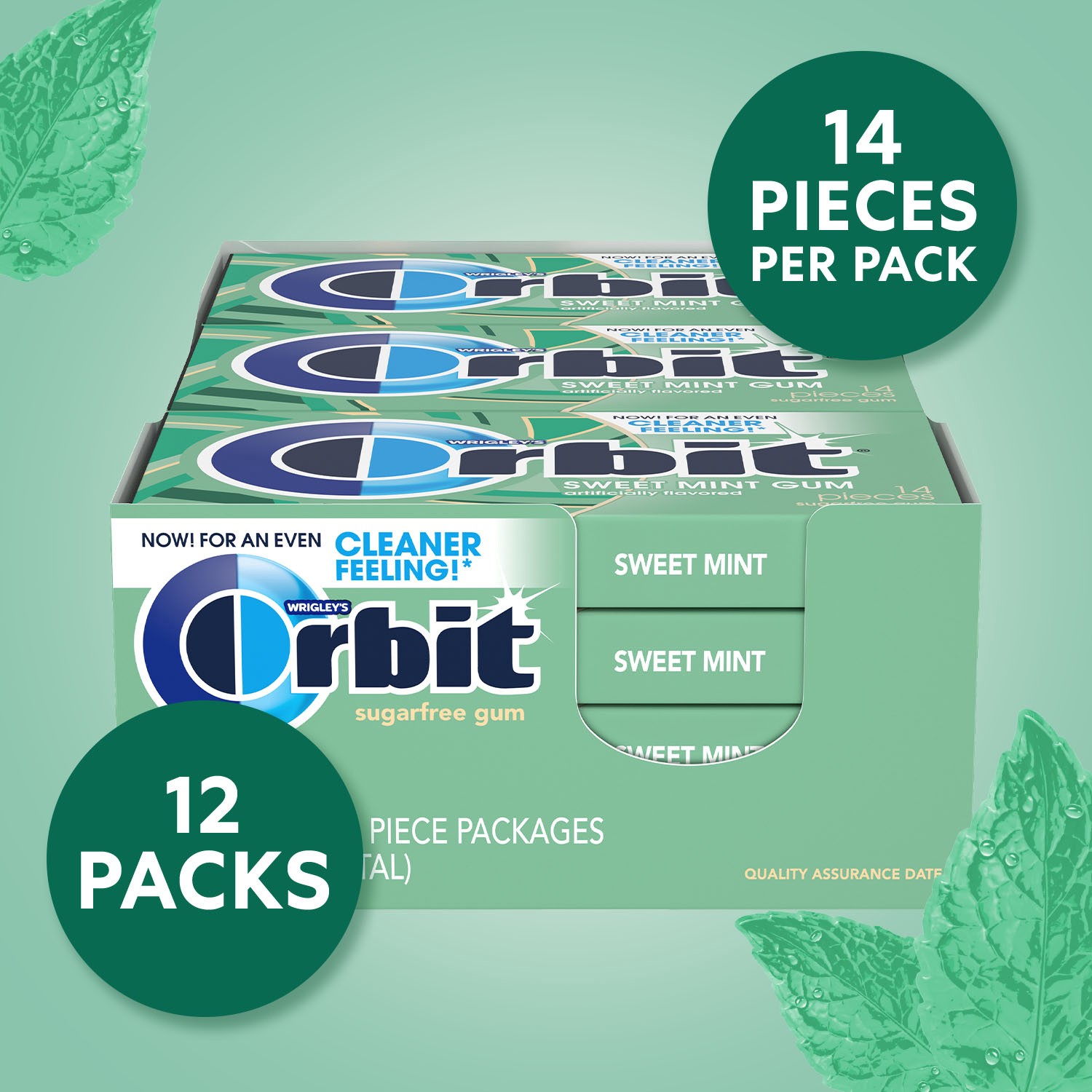 slide 6 of 8, ORBIT Sweet Mint Sugarfree Gum, 12 packs, 12 ct