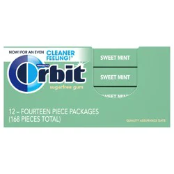 ORBIT Sweet Mint Sugarfree Gum, 12 packs