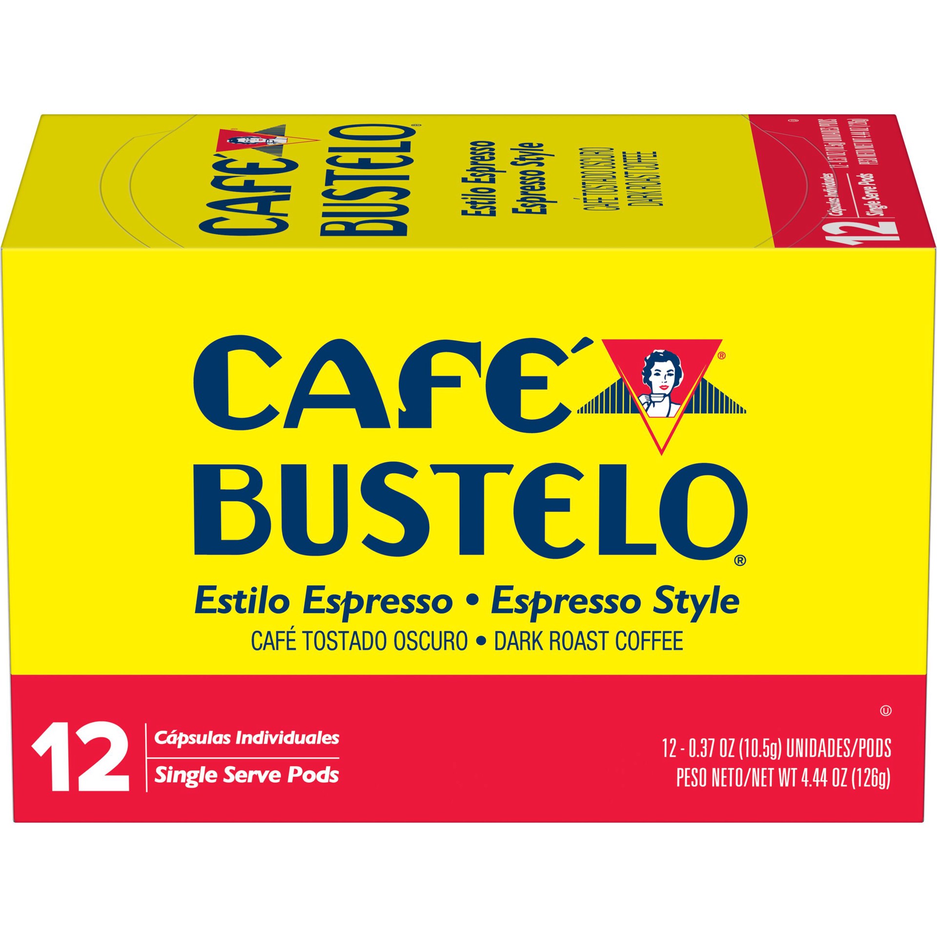 slide 1 of 4, Café Bustelo Espresso Style, Dark Roast Coffee, Keurig K-Cup Pods for Keurig K-Cup Pods, 12 Count Box, 12 ct
