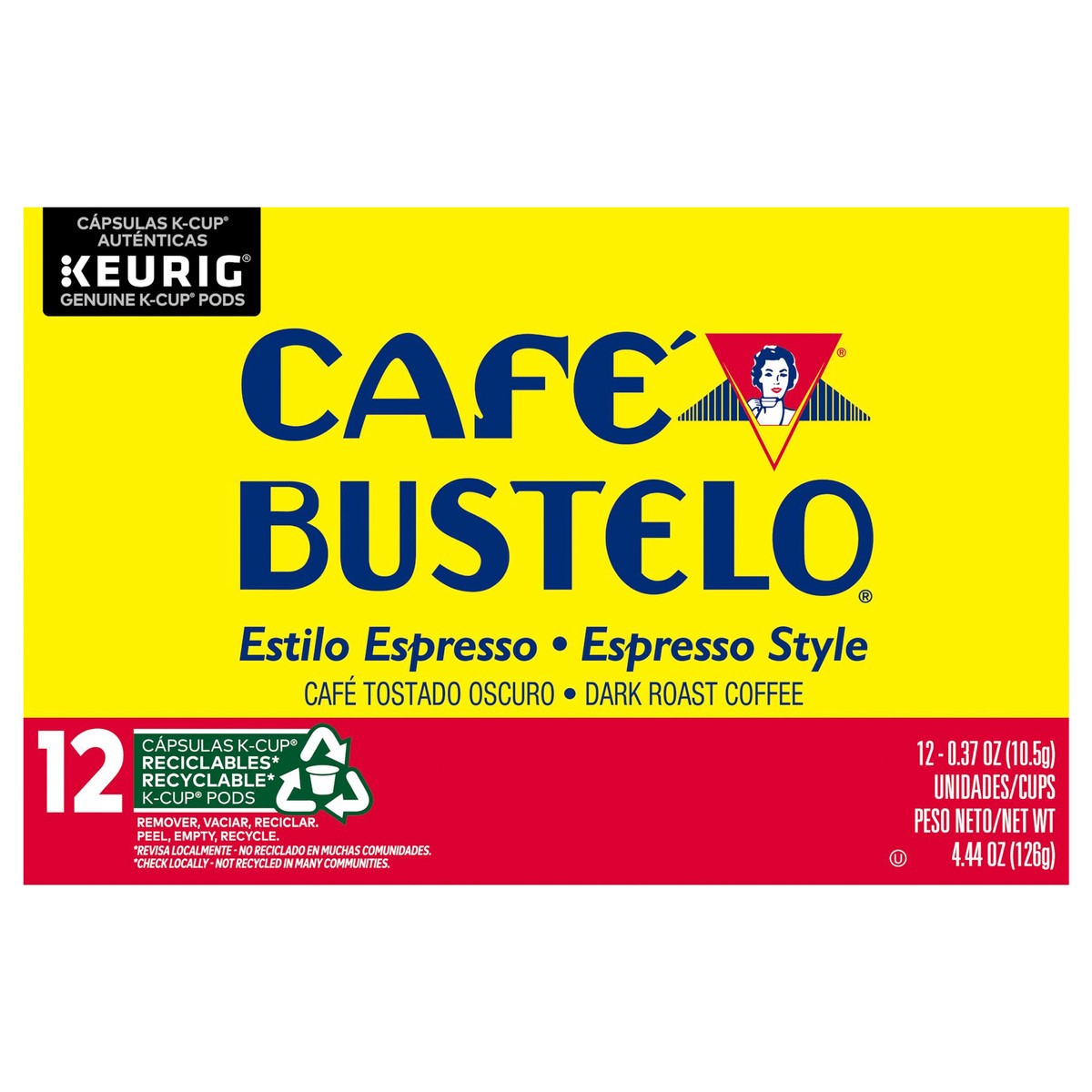slide 1 of 4, Café Bustelo Espresso Style, Dark Roast Coffee, Keurig K-Cup Pods for Keurig K-Cup Pods, 12 Count Box, 12 ct