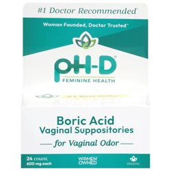 pH-D Feminine Health Boric Acid Vaginal Suppositories 24 ea