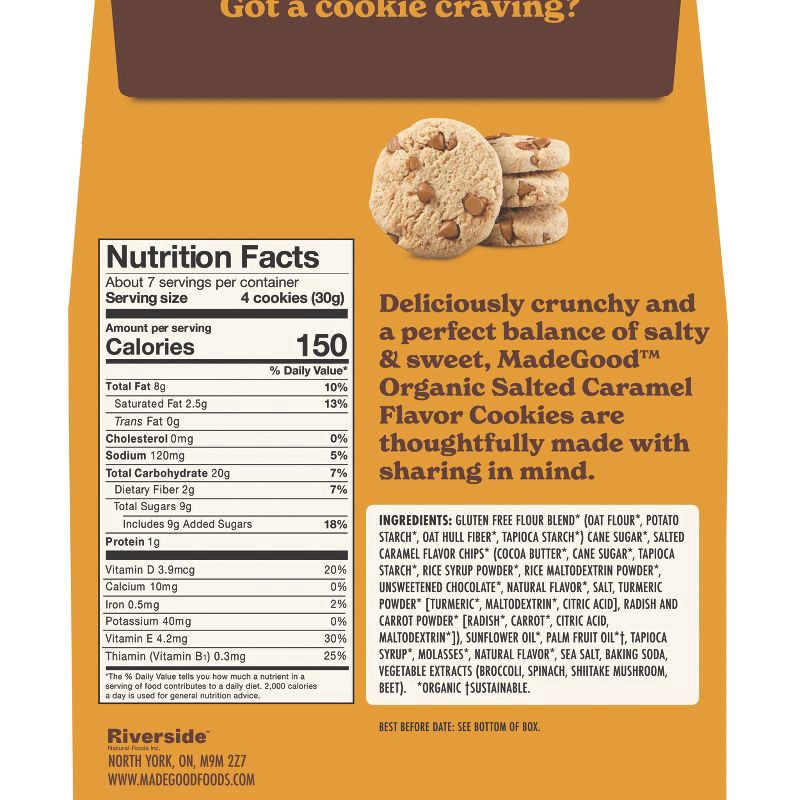 slide 3 of 9, MadeGood Organic Vegan Gluten Free Salted Caramel Cookies - 7oz, 7 oz