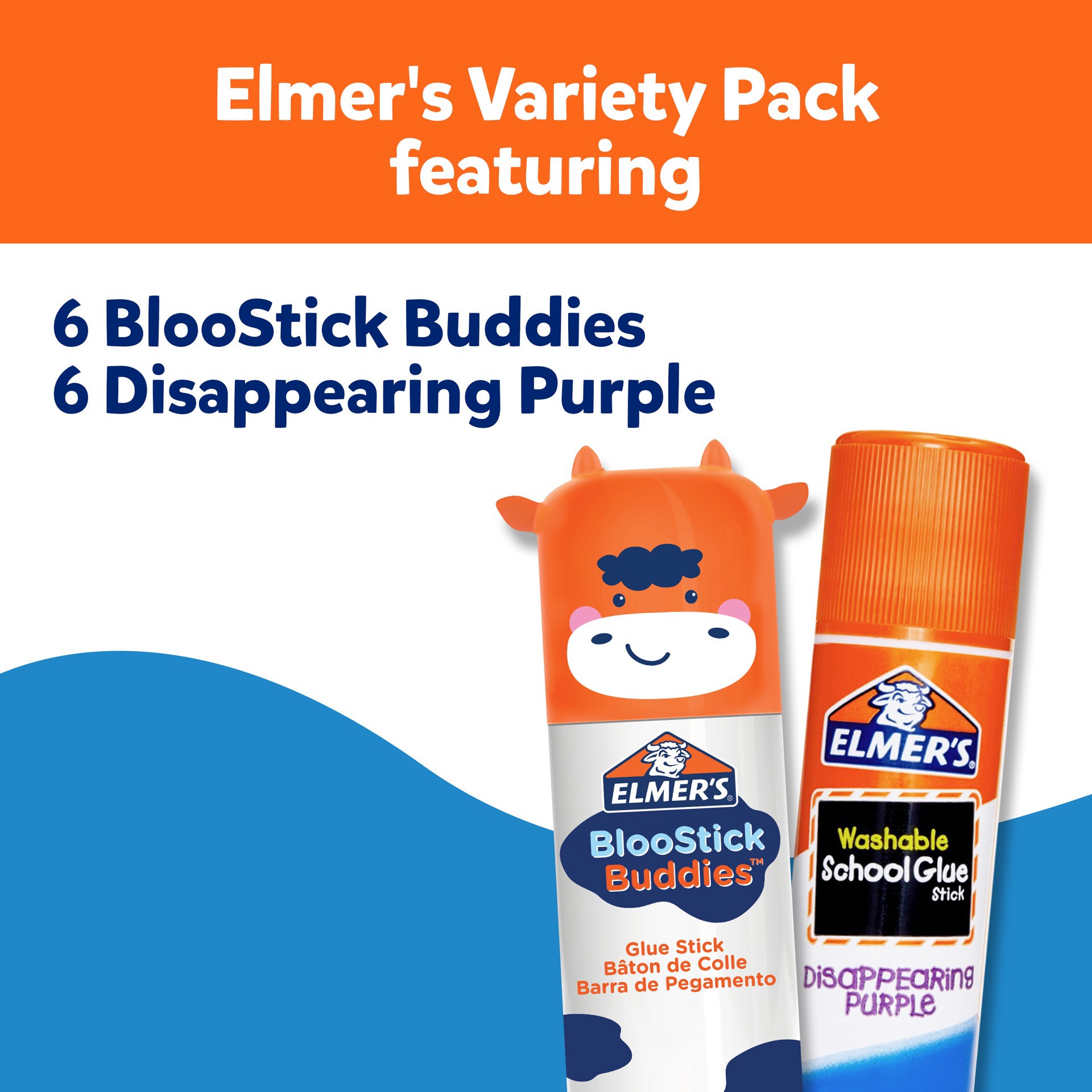 slide 3 of 5, Elmer's Elmer's Bloostick Buddies & Disappearing Purple Glue Stick Set, 6 gram each