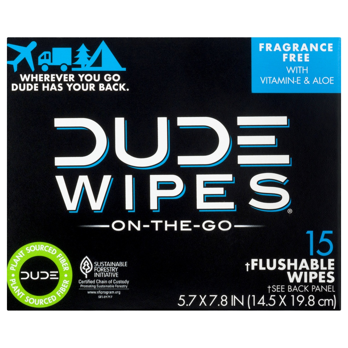 slide 1 of 8, DUDE On The Go Fragrance Free, 15 ct