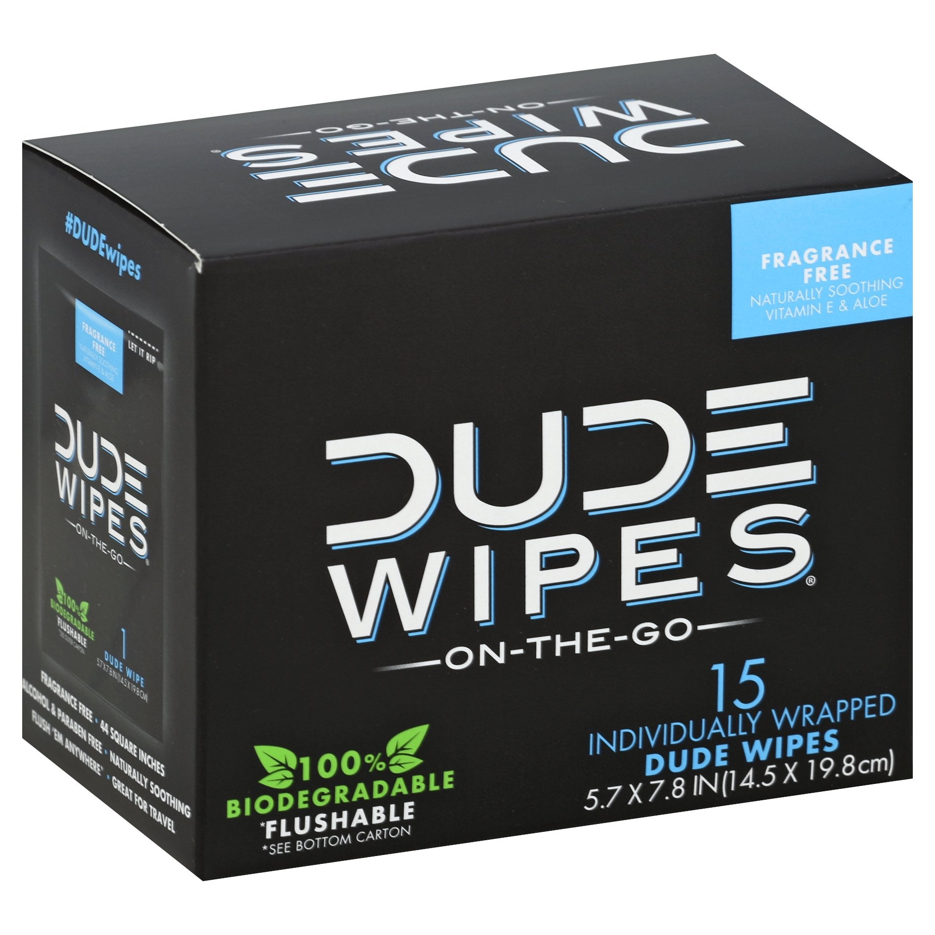 slide 1 of 1, DUDE On The Go Fragrance Free, 15 ct