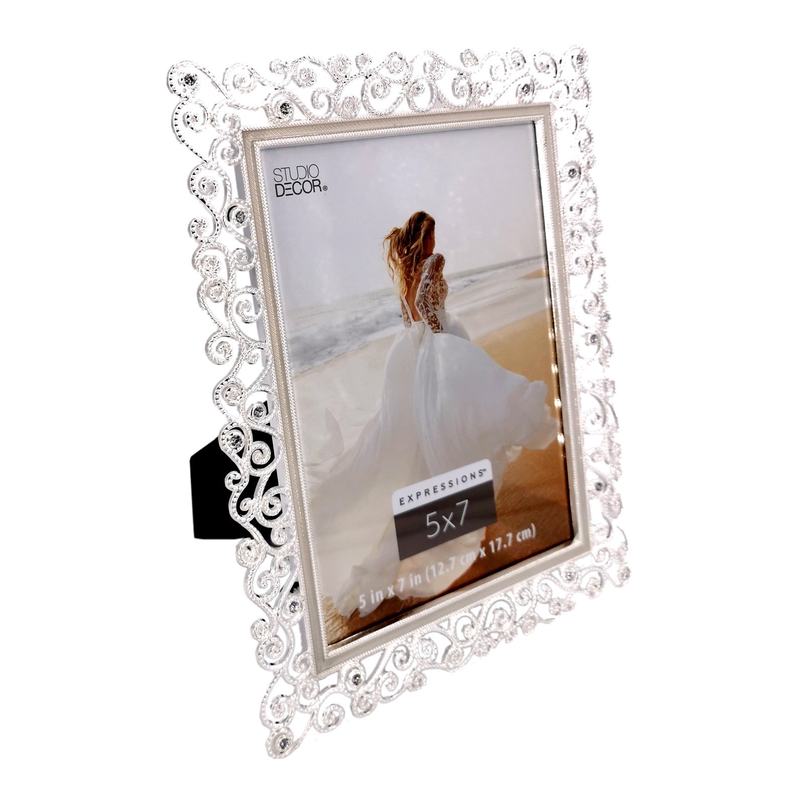 slide 2 of 4, Expressions Silver Scroll Jeweled Frame By Studio Decor, 5 in x 7 in