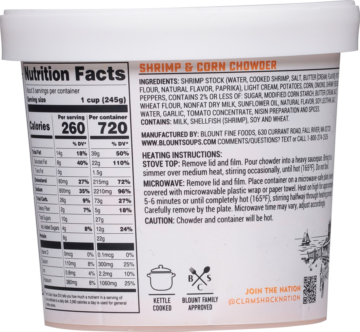 slide 12 of 13, Blount Clam Shack Shrimp & Roasted Corn Chowder, Soup, 24 OZ, 24 oz