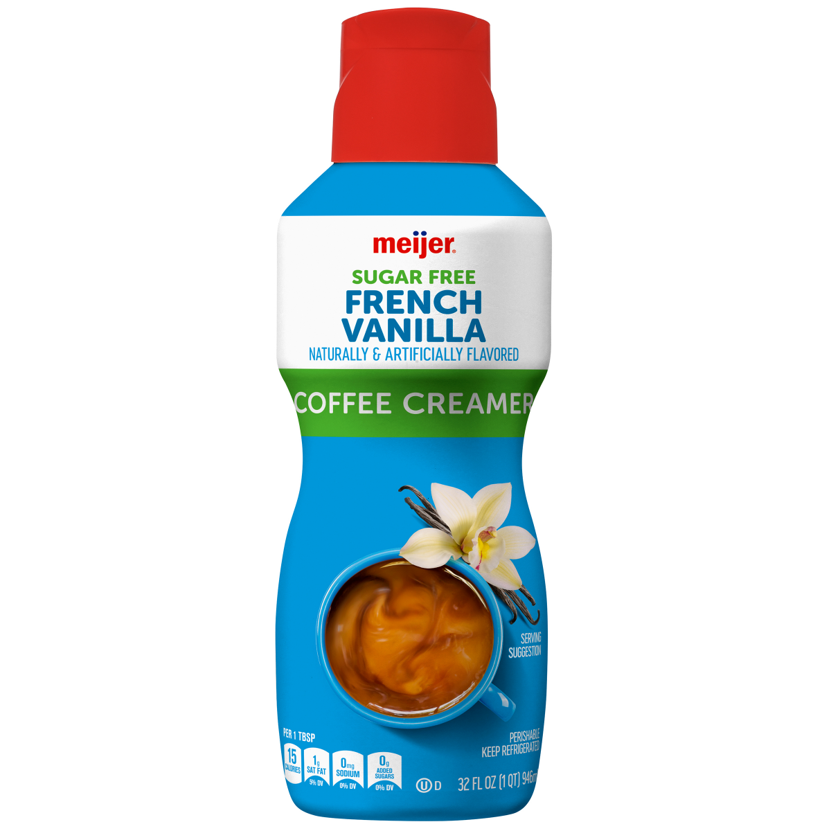 slide 1 of 9, Meijer Sugar-Free French Vanilla Coffee Creamer, 32 oz