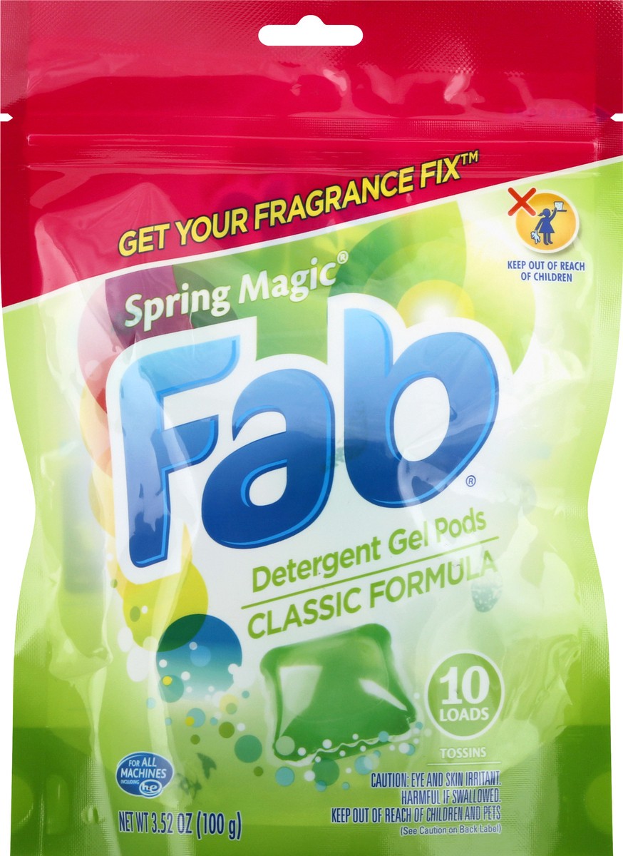 slide 1 of 9, fab Spring Magic Detergent Gel Pods 3.52 oz, 3.52 oz