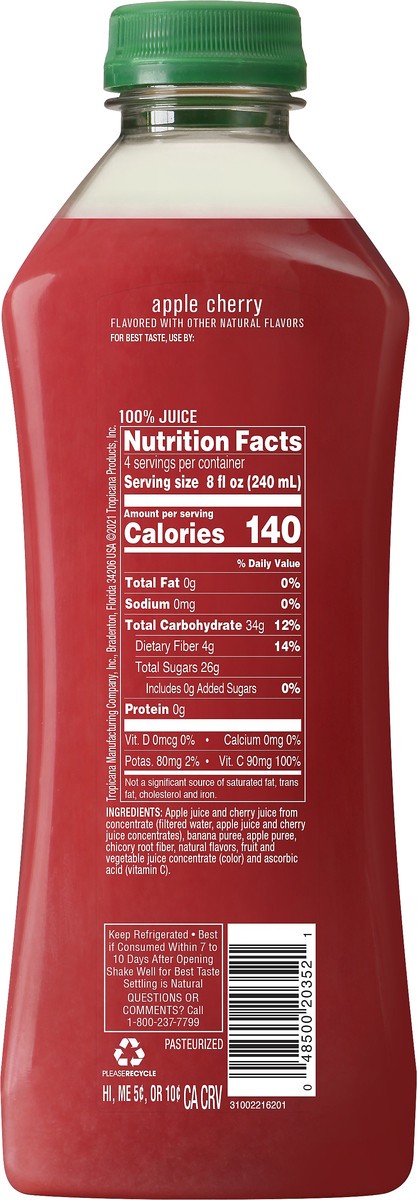 slide 11 of 11, Tropicana Essentials Fiber Apple Cherry Juice - 32 oz, 32 oz