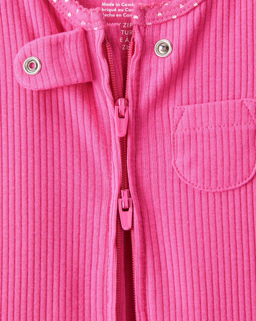 slide 2 of 4, Carters Baby Girl Cotton Long-Sleeve Snug Fit Sleep & Play Pajamas - Pink Fuchsia 3M, 1 ct