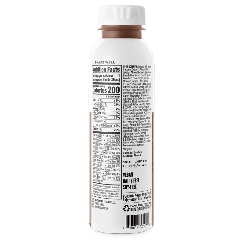 slide 7 of 7, Suja Organic Classic Chocolate Protein Shake, 12 fl oz Bottle, 12 fl oz