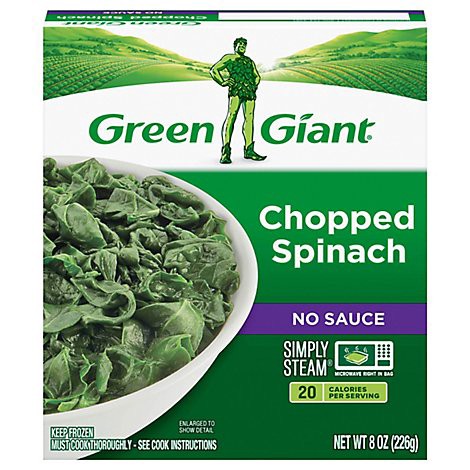 slide 1 of 1, Green Giant Steamers No Sauce Chopped Spinach - 8 Oz, 8 oz