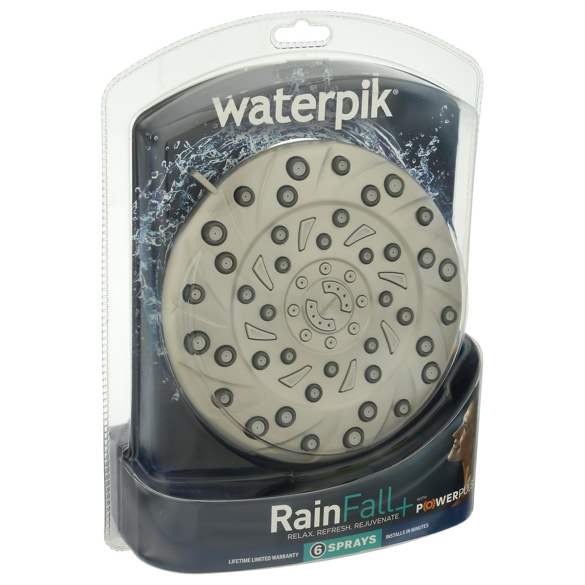 slide 9 of 9, Waterpik Rainfall+ Rain Shower Head With Powerpulse Massage, 1 ct