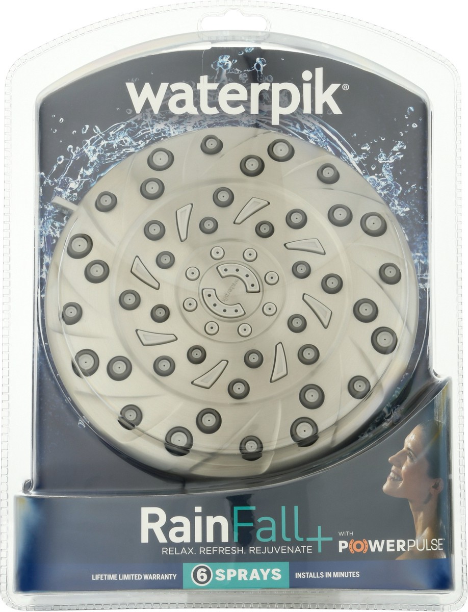 slide 1 of 9, Waterpik Rainfall+ Rain Shower Head With Powerpulse Massage, 1 ct