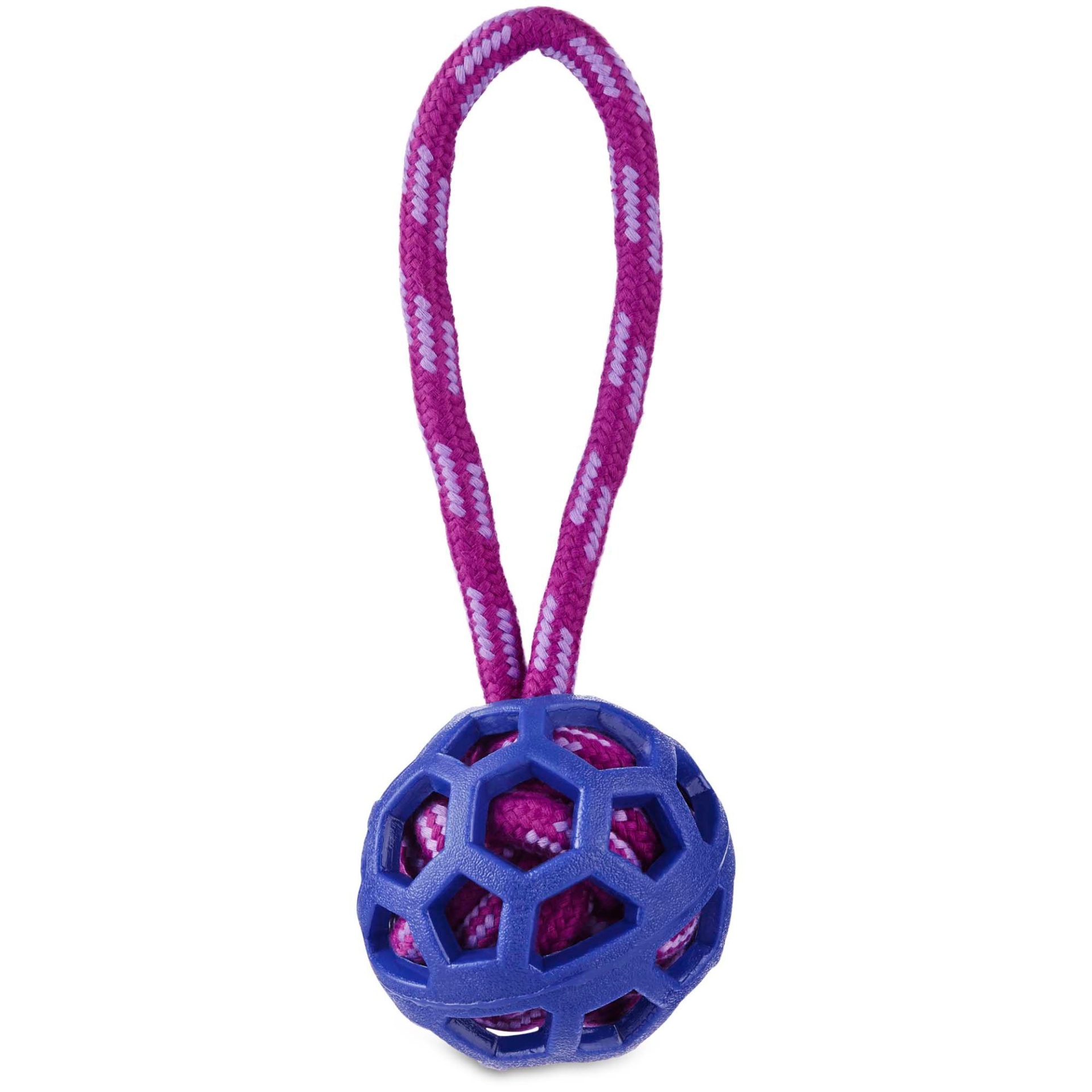 slide 1 of 1, Leaps & Bounds Rope Ball Dog Toy With Handle, MED