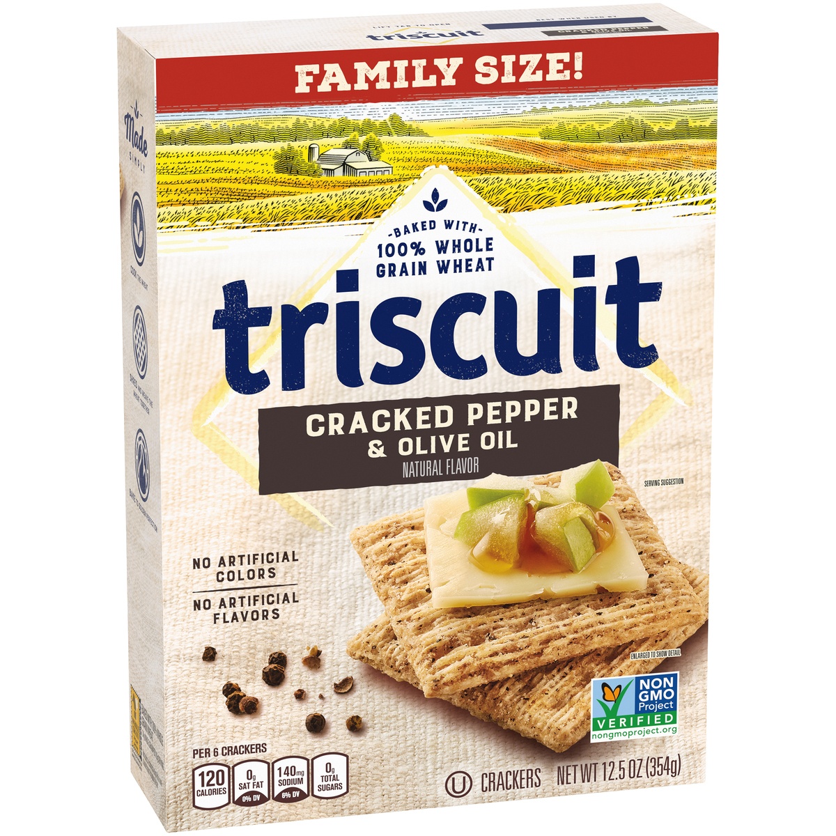 slide 2 of 11, Triscuit Cracked Pepper & Olive Oil Crackers, Family Size, 13 oz