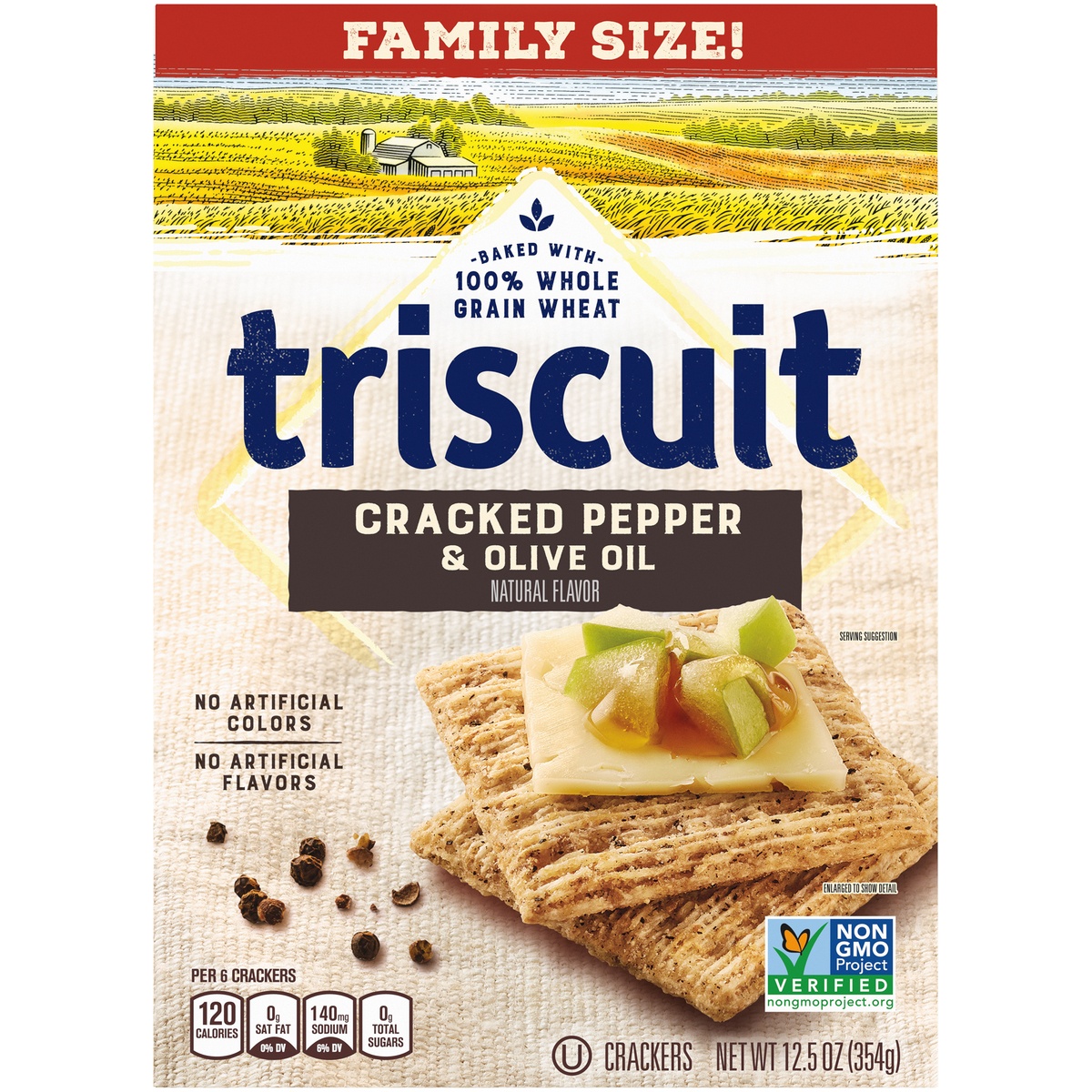 slide 9 of 11, Triscuit Cracked Pepper & Olive Oil Crackers, Family Size, 13 oz