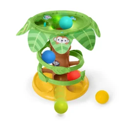 Bright Starts Tropical Twirl Ball Play Toy with Lights & Music, 5 Balls Included, Unisex, 6 Months+.