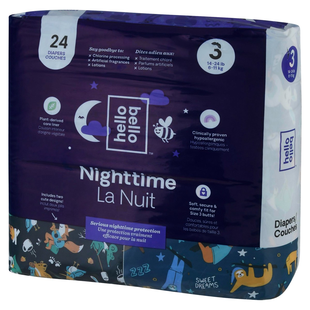 slide 5 of 9, Hello Bello 3 (14-24 lb) Nighttime Diapers 24 ea, 24 ct