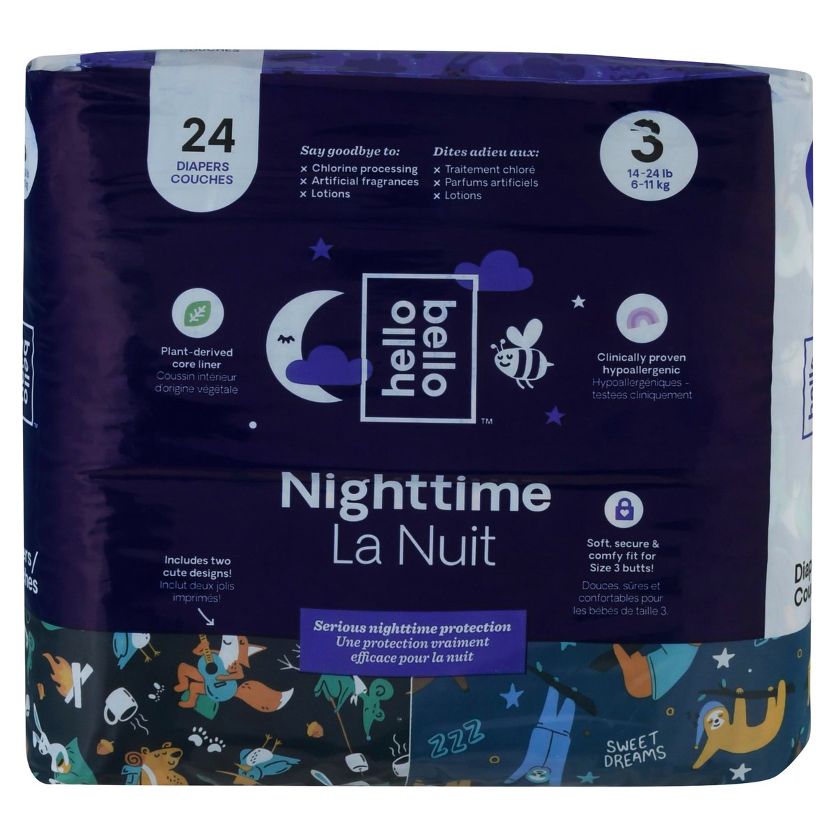 slide 8 of 9, Hello Bello 3 (14-24 lb) Nighttime Diapers 24 ea, 24 ct