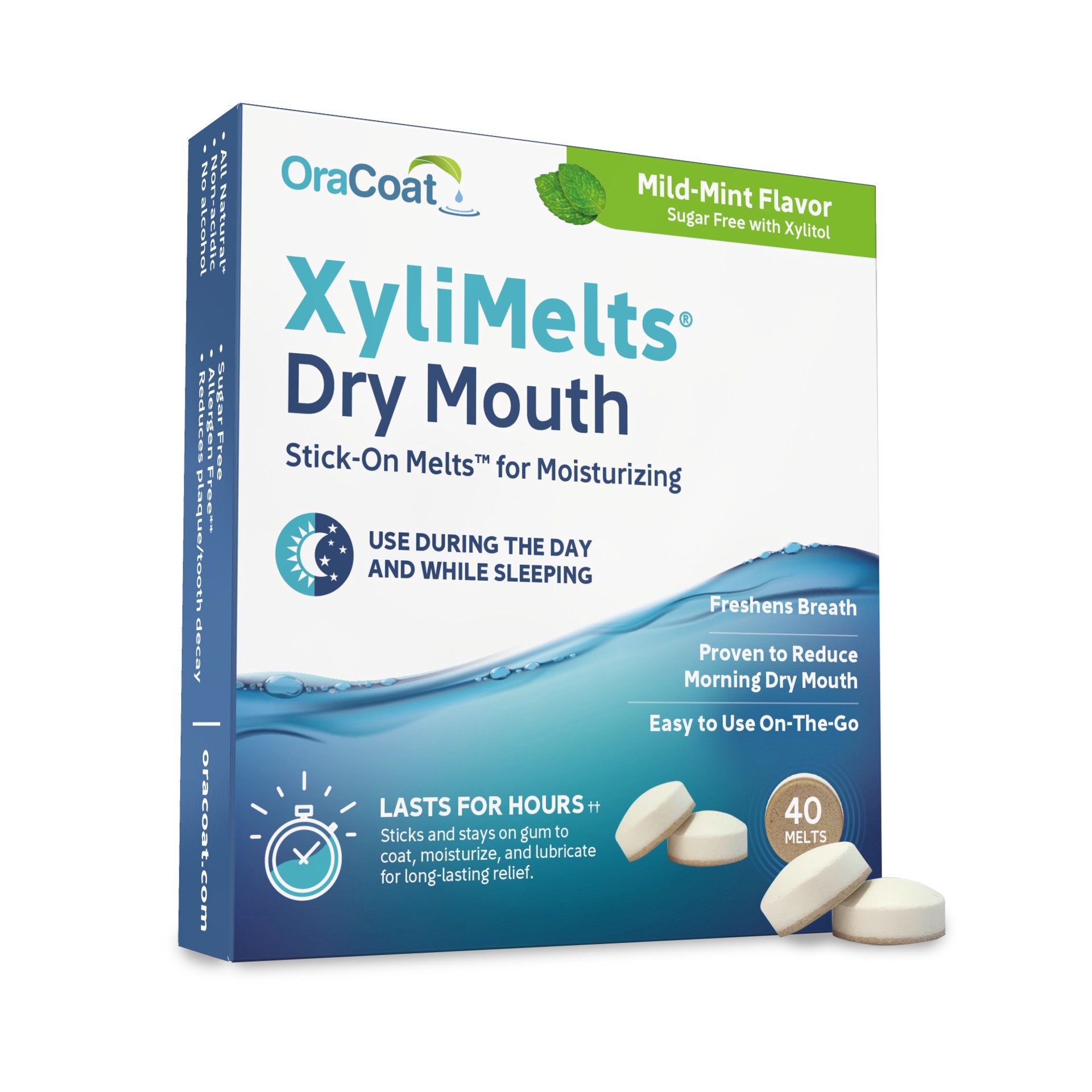 slide 1 of 5, OraCoat XyliMelts Dry Mouth Mild-Mint Flavor Stick-On Melts 40 ea, 40 ct