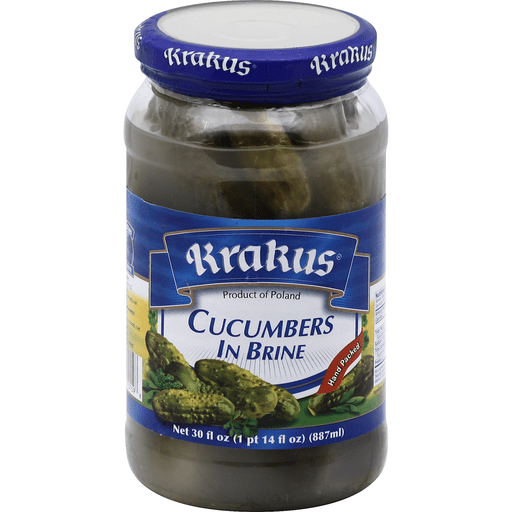 slide 1 of 1, Krakus Brine Cucumbers, 30 oz