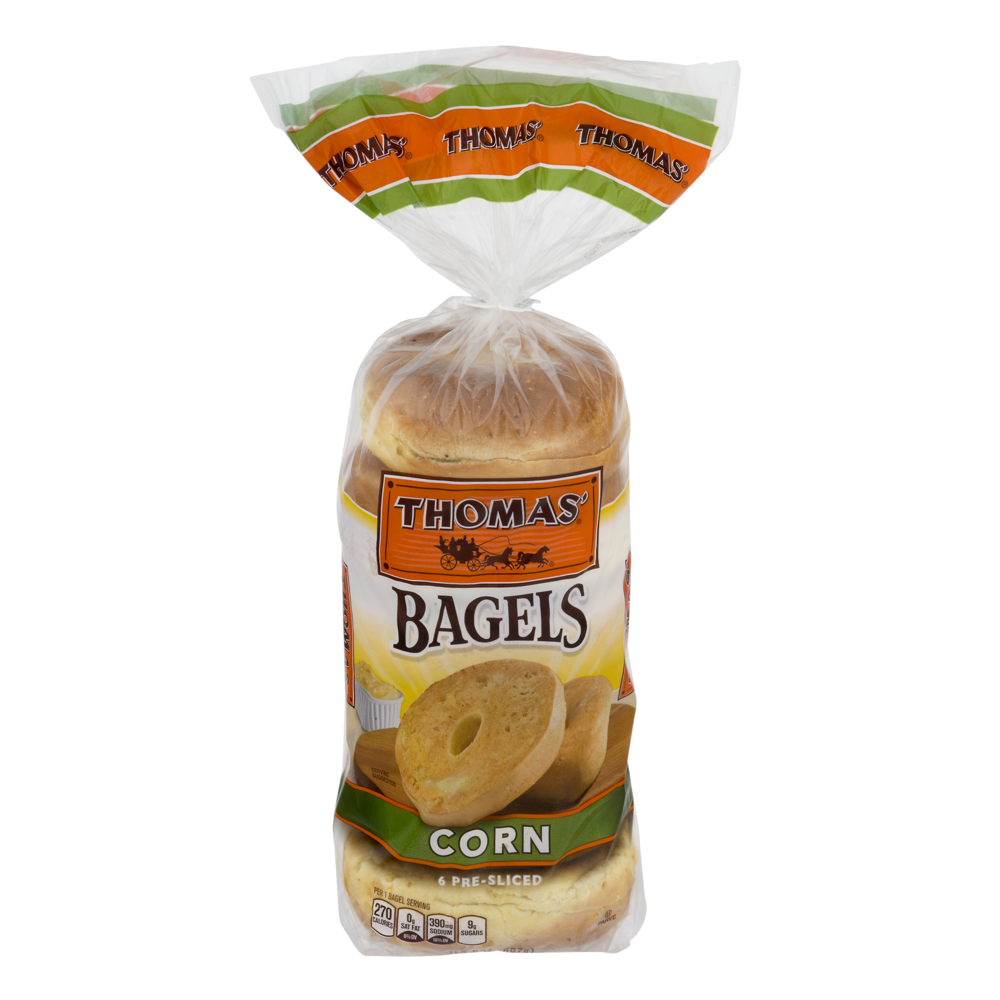 slide 1 of 1, Thomas' Plain Original Pre-Sliced Bagels, 6 ct