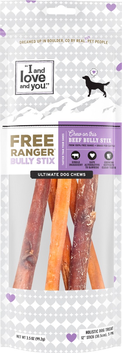 slide 2 of 2, I and Love and You Free Ranger Bully Stix Holistic Beef Dog Treats 5 ea, 5 ct