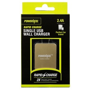 slide 1 of 1, PowerXcel Wall Charger 2.4a, Gold, 1 ct