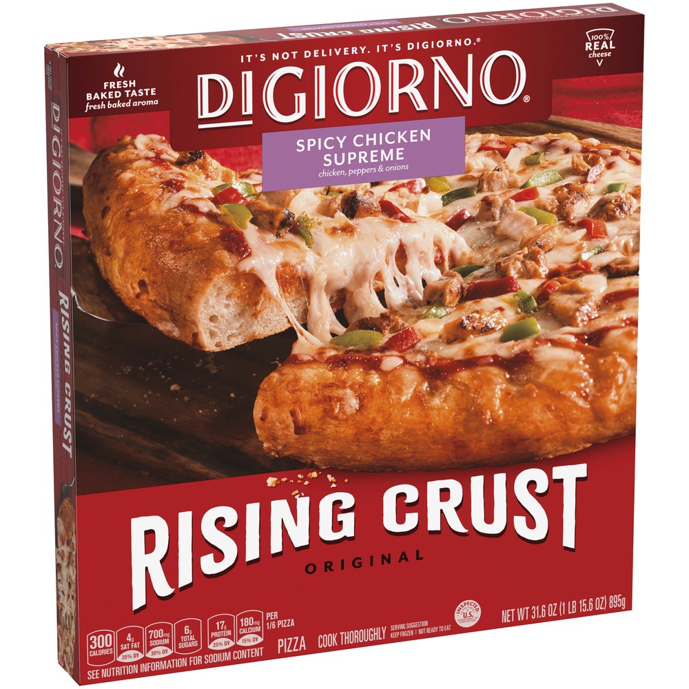 slide 2 of 8, DiGiorno Rising Crust Spicy Chicken Supreme Pizza, 31.6 oz