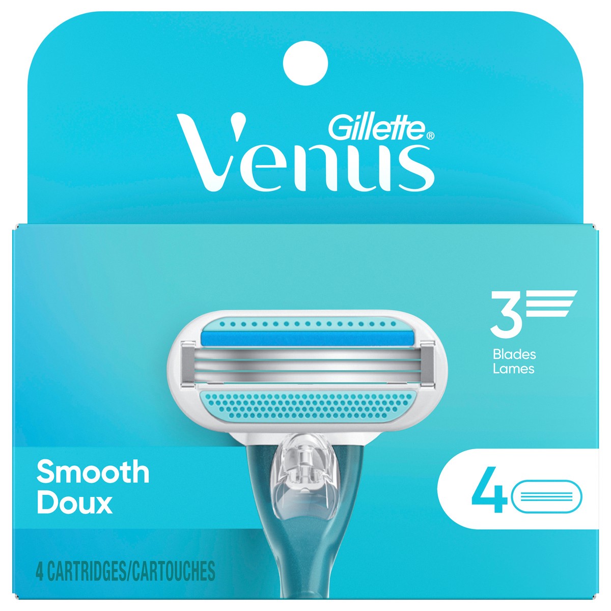 slide 1 of 2, Gillette Venus Smooth Women''s Razor Blades, 3-Bladed Razor Refills, 4 Count, 4 ct