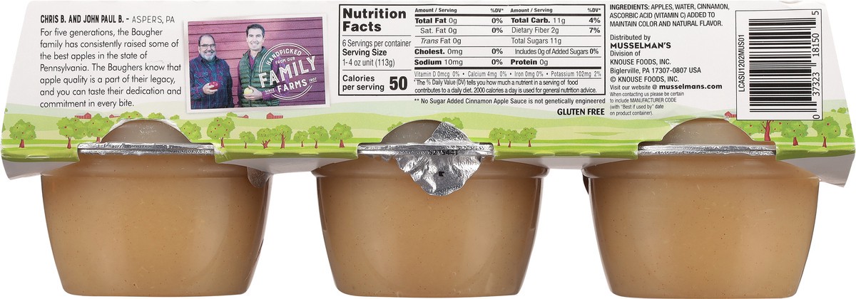 slide 5 of 12, Musselman's No Sugar Added Cinnamon Apple Sauce 6 - 4 oz Cups, 6 ct