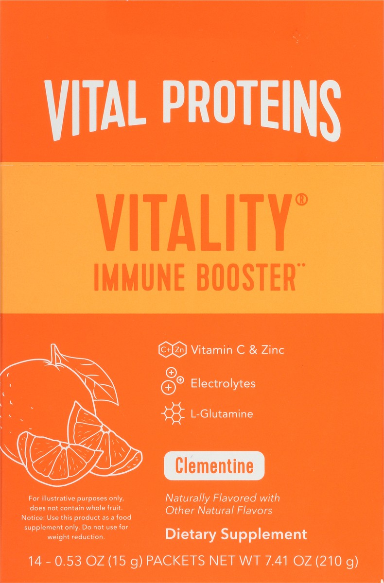 slide 1 of 12, Vital Proteins Vitality Clementine Immune Booster 14 ea, 14 ct