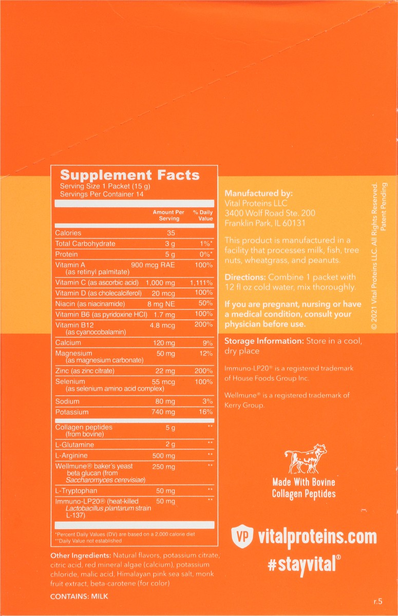 slide 9 of 12, Vital Proteins Vitality Clementine Immune Booster 14 ea, 14 ct