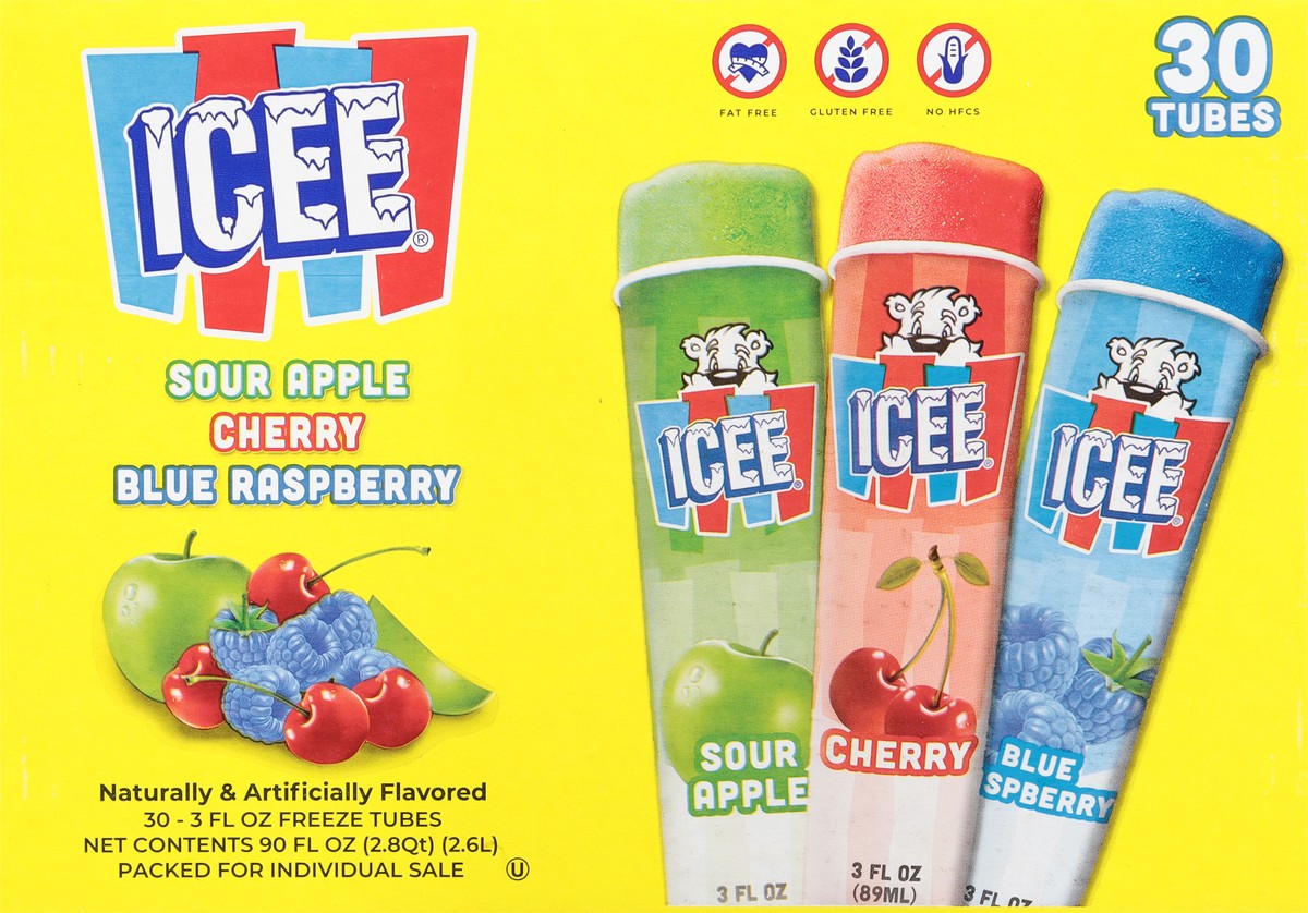 slide 9 of 12, ICEE Sour Apple/Cherry/Blue Raspberry Freeze Tubes 30 - 3 fl oz, 30 ct