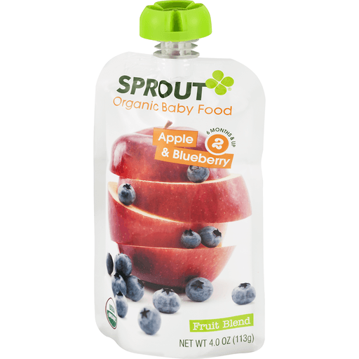 slide 3 of 16, Sprout Organic Foods Apple Blueberry Stage 2 Baby Food, 4 oz