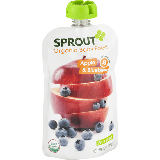 slide 4 of 16, Sprout Organic Foods Apple Blueberry Stage 2 Baby Food, 4 oz