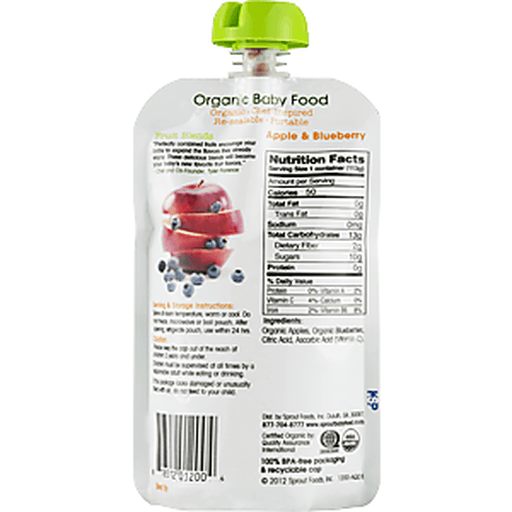 slide 11 of 16, Sprout Organic Foods Apple Blueberry Stage 2 Baby Food, 4 oz