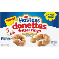 Hostess Donettes Fritter Rings Apple Cinnamon Flavored Donuts with Other Natural Flavors, 10.36 oz, 6 ct
