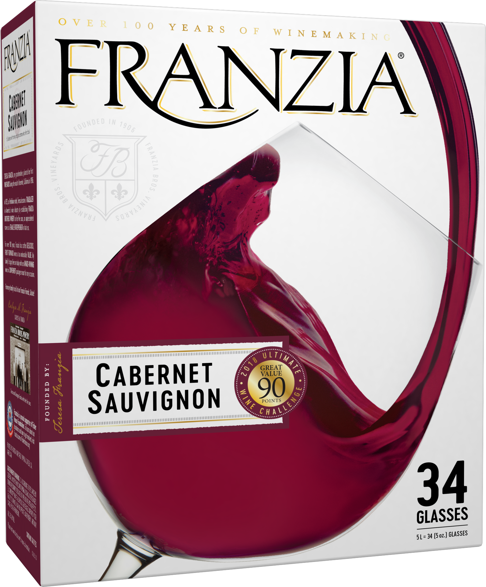 slide 1 of 5, Franzia Cabernet Sauvignon Red Wine, 5 liter box