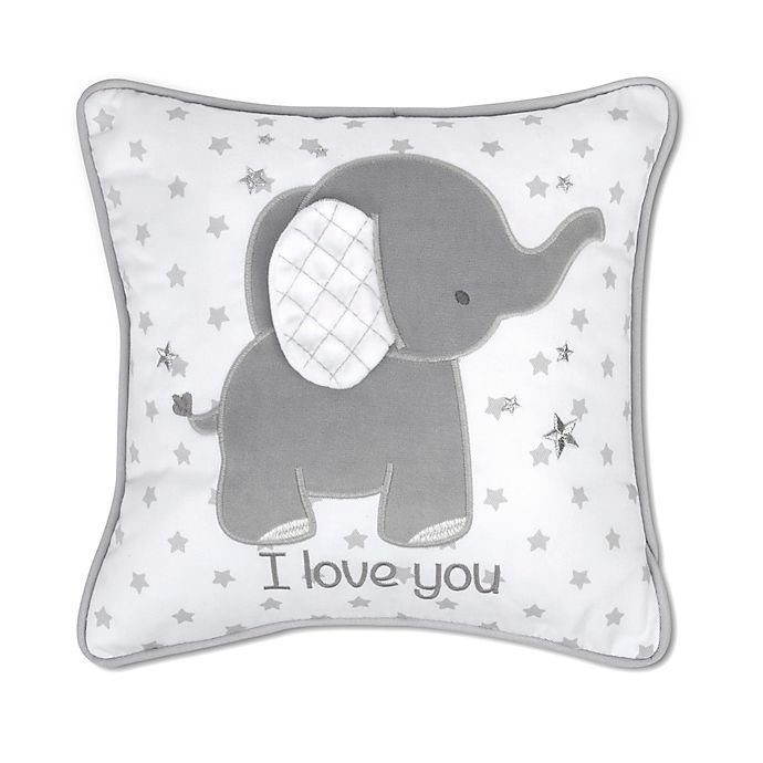 slide 1 of 2, Wendy Bellissimo Mix & Match Lil Elephant Square Throw Pillow - White/Grey, 1 ct