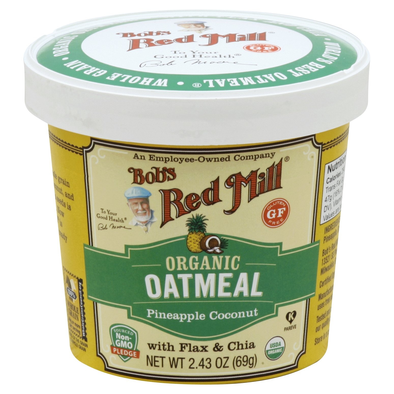 slide 1 of 1, Bob's Red Mill Organic Pineapple Coconut Oatmeal Cup, 2.43 oz
