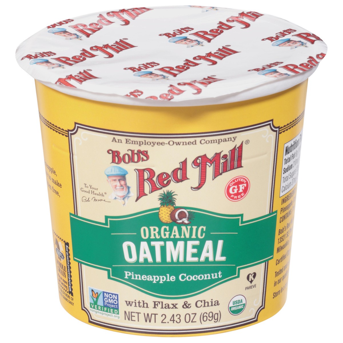 slide 1 of 11, Bob's Red Mill Organic Pineapple Coconut Oatmeal Cup, 2.43 oz