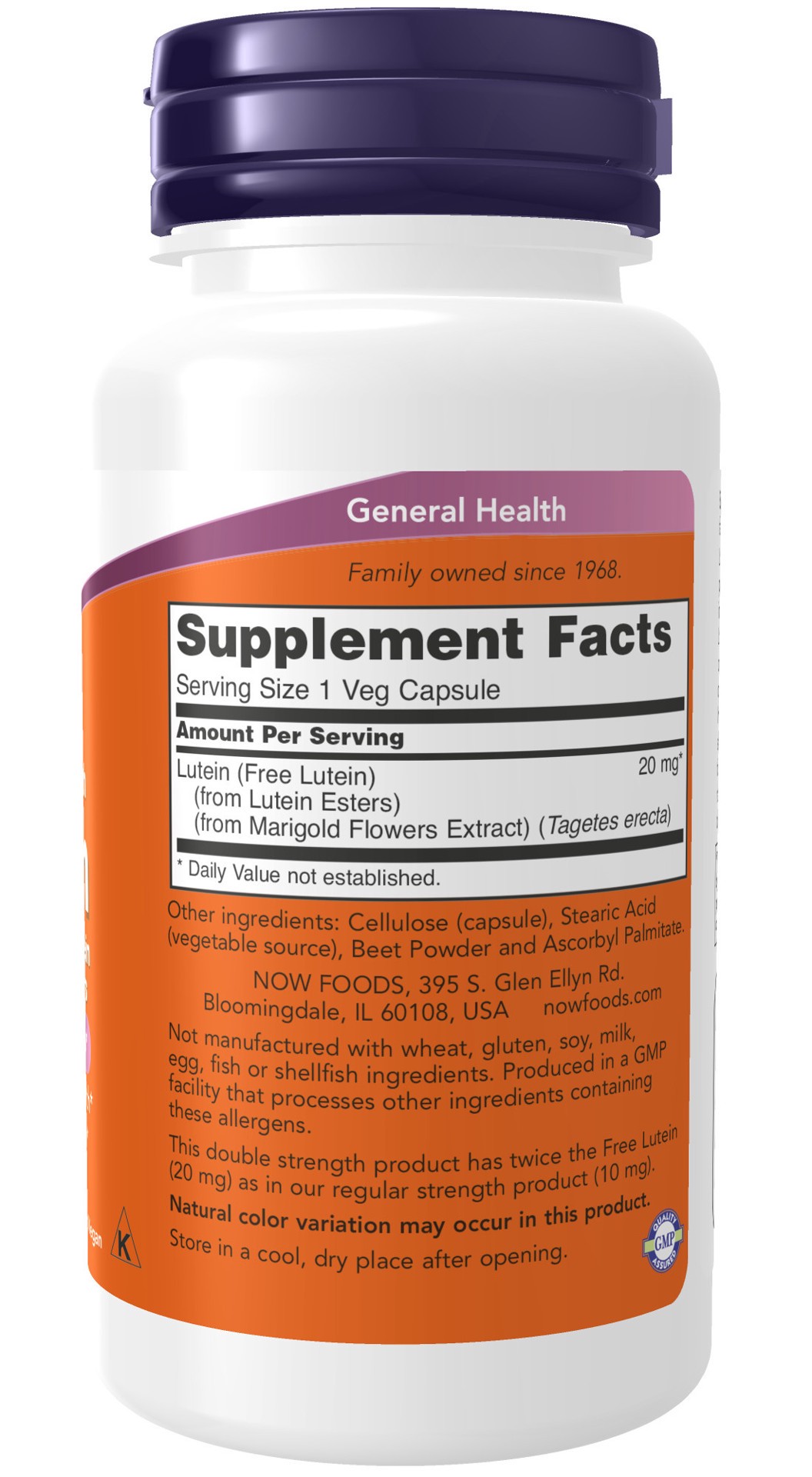 slide 3 of 4, NOW Lutein, Double Strength 20 mg - 90 Veg Capsules, 90 ct