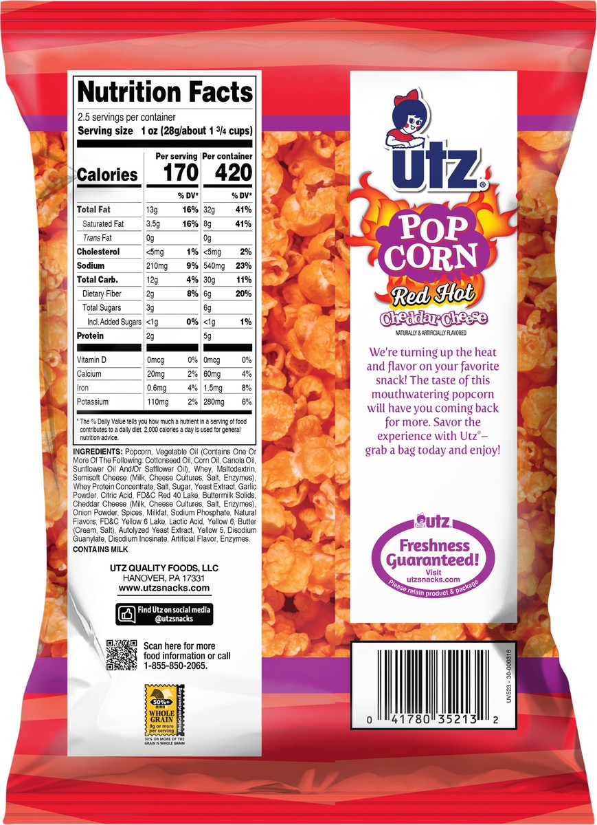 slide 4 of 7, Utz Red Hot Cheddar Popcorn, 2.5 oz