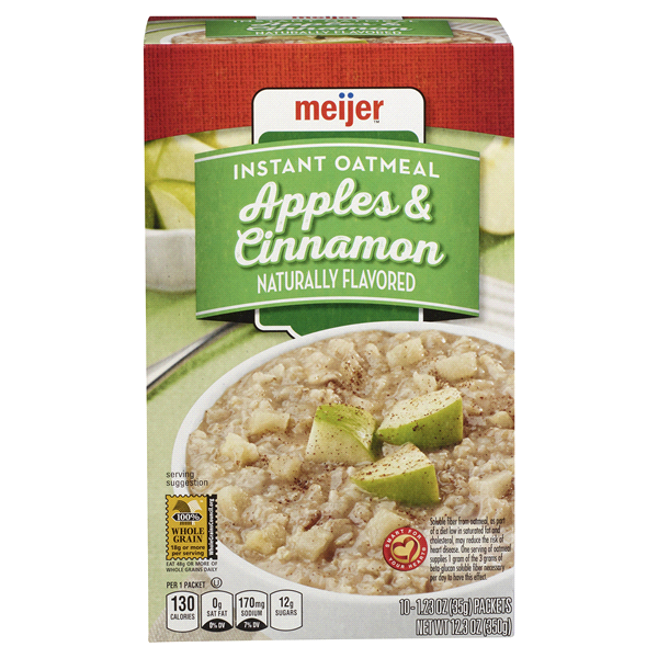 slide 1 of 2, Meijer Instant Oatmeal Apple & Cinnamon, 12.3 oz